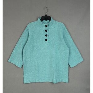 Soft Surroundings Sweater Tunic Womens Large Blue Cozy Soft Lounge Comfy Chunky